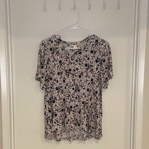 H&M Black and Cream Floral Blouse